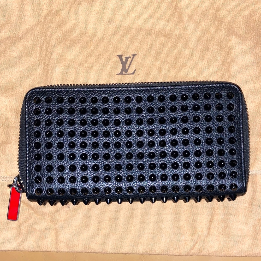 Christian Louboutin Black Panettone Wallet with Red Accent